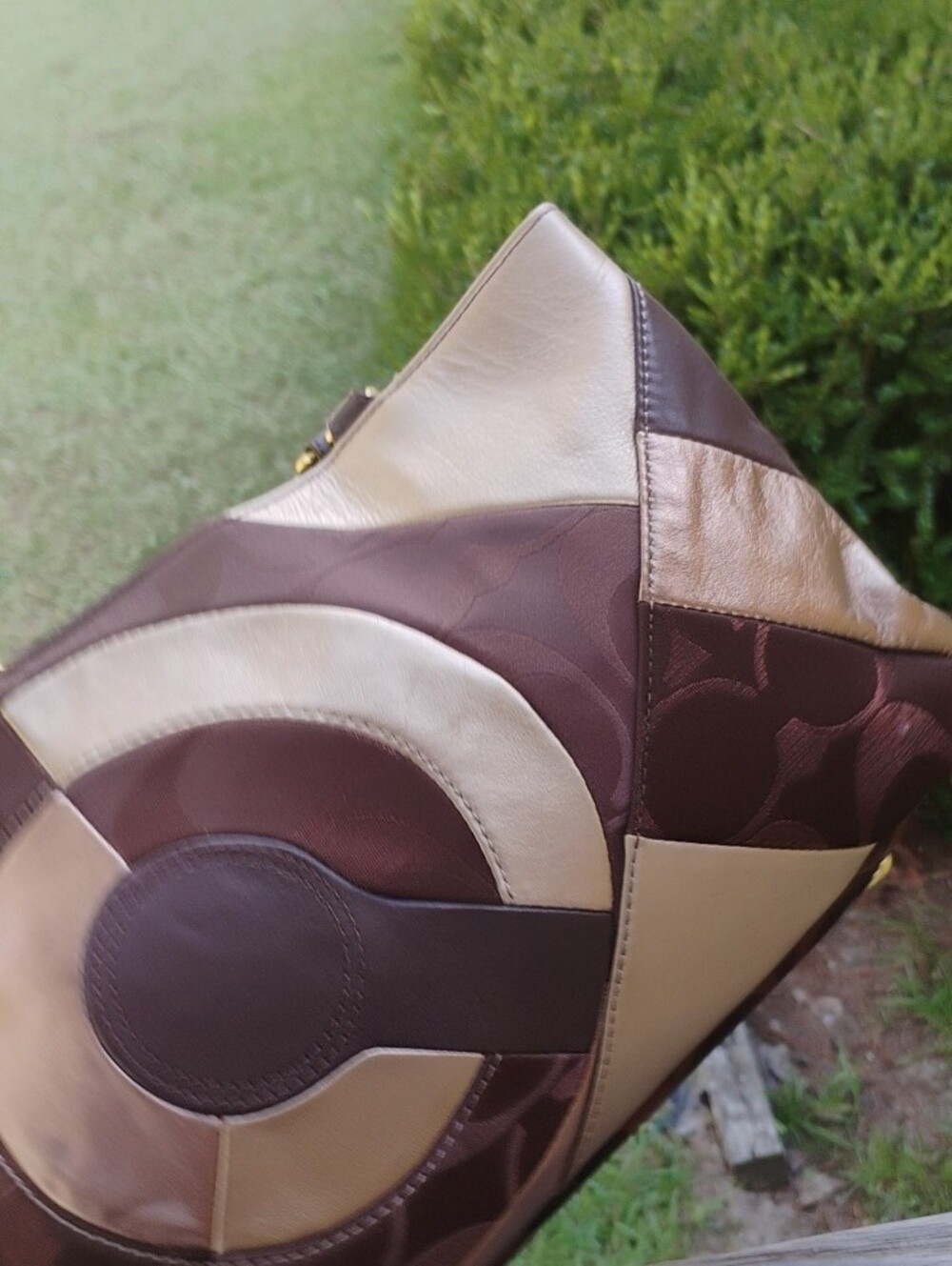Coach Brown & Taupe Patchwork Tote Bag choice of wallet & mucin 5800 skincare - Picture 3 of 10